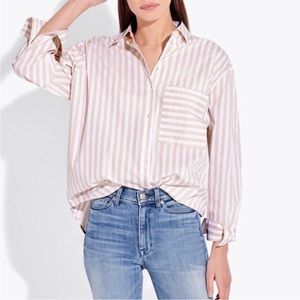 AYR deep end shirt in aperitif and white stripe. Size large